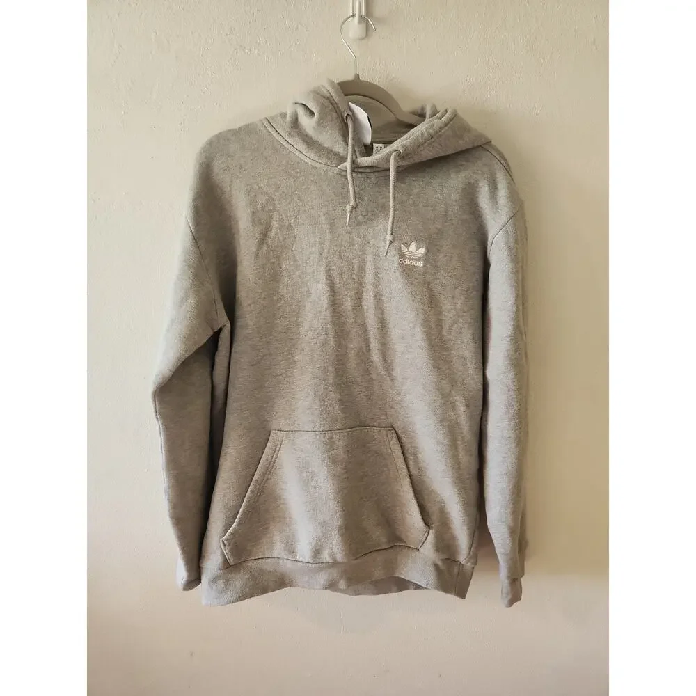 Adidas Gray Pullover Hoodie Logo Drawstring Pockets Medium Men's M